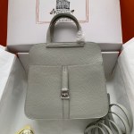 Hermes Halzan 25 Clemence Gris Perle (80) Palladium Hardware