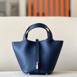 Picotin Lock 18 Clemence Bleu Nuit(2Z) Palladium Hardware
