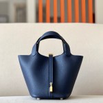 Picotin Lock 18 Clemence Bleu Nuit(2Z) Gold Hardware
