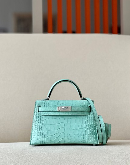 Kelly Mini Alligator Vert Dfau (6U) Palladium Hardware