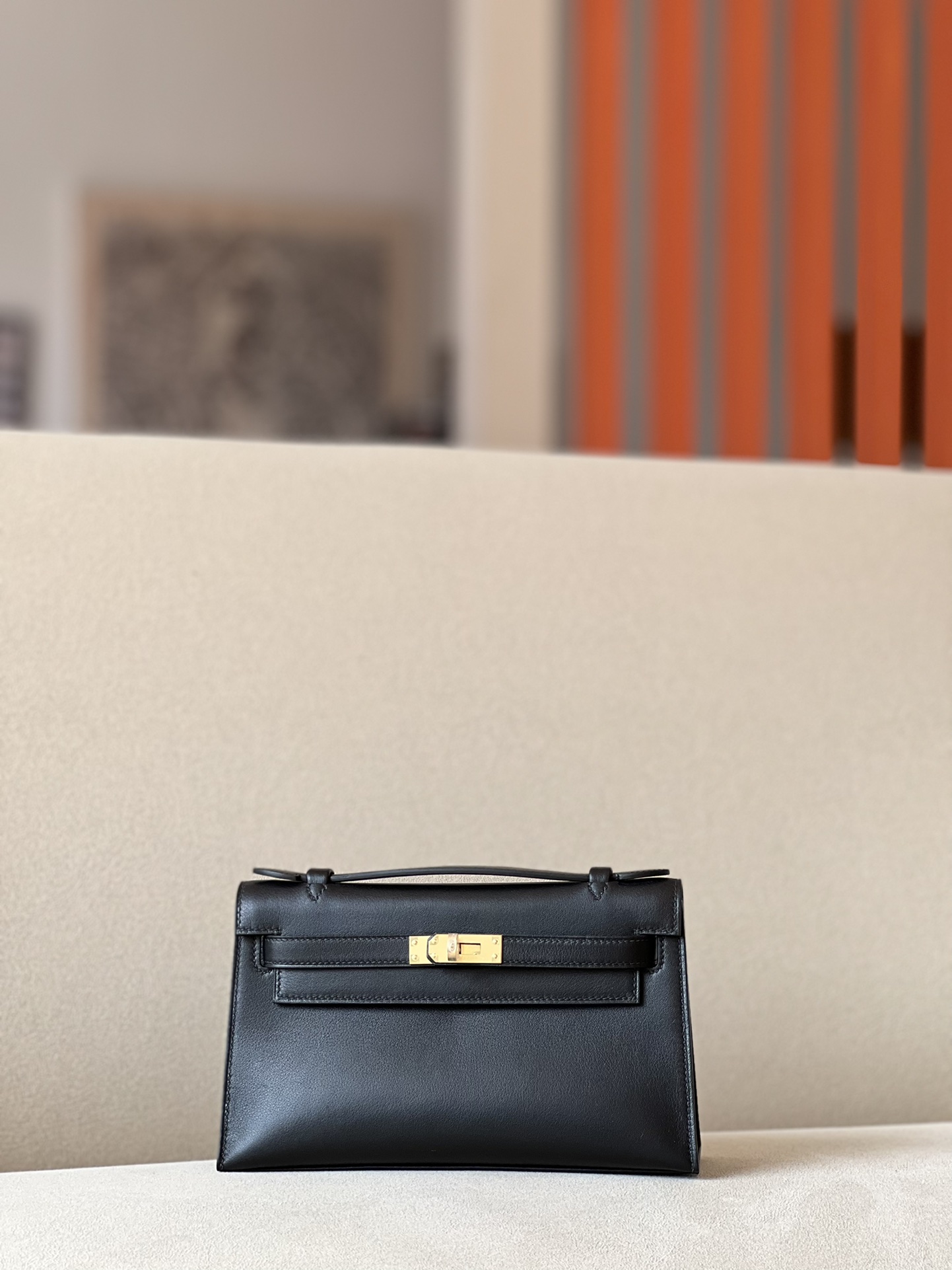 HSC-1C0E83404E27 Kelly Pochette Swift Nior (89) Gold Hardware - Image 1