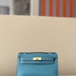 Kelly Pochette Swift New Bleu Jean (D2) Gold Hardware