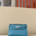 Kelly Pochette Swift New Bleu Jean (D2) Palladium Hardware