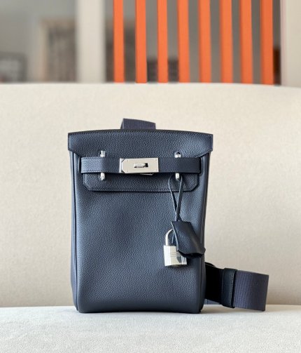 Birkin Hac a Dos PM Backpack Togo Blue Nuit (2Z) Palladium Hardware