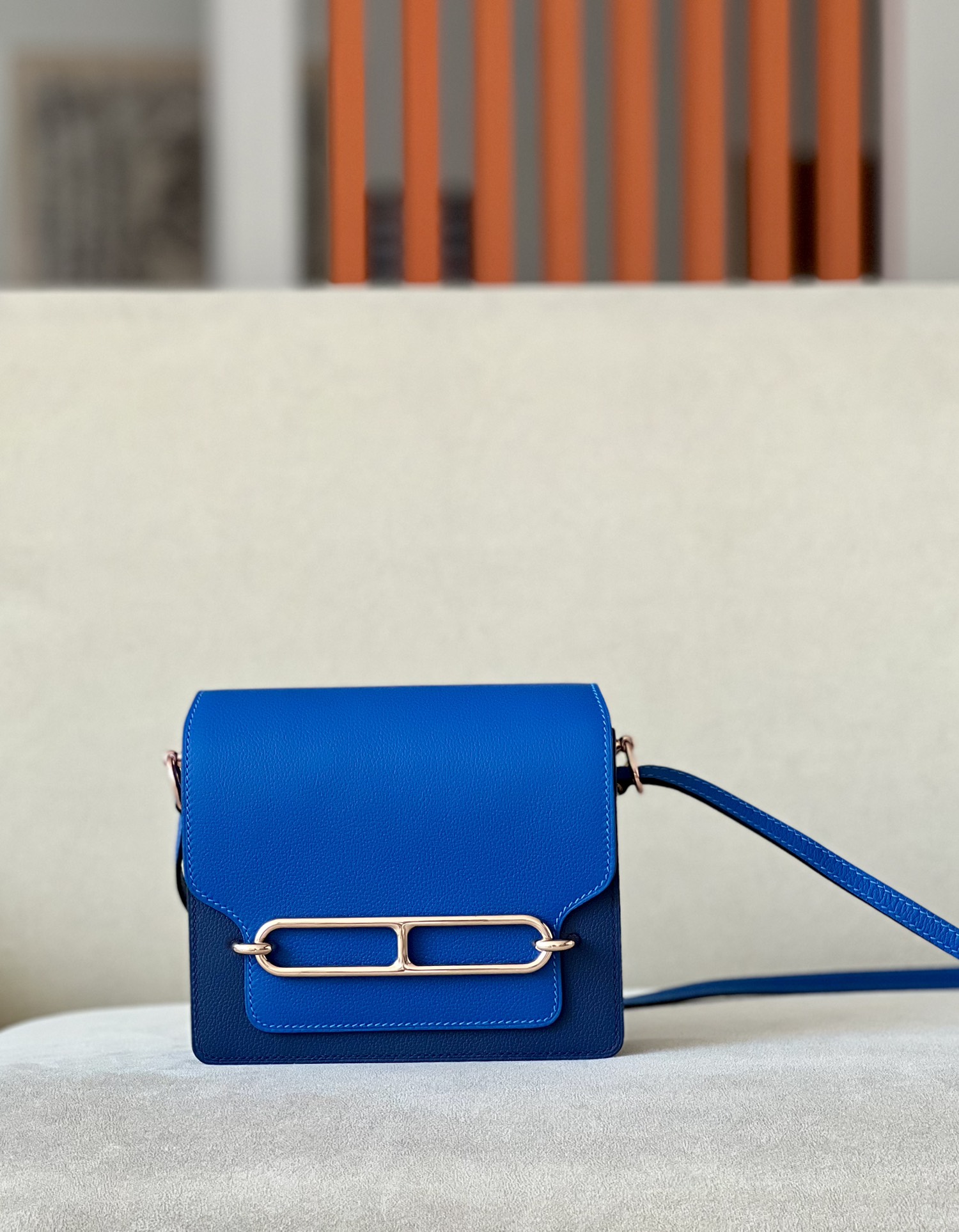HSC-391C7E797450 Roulis Mini HSS Evercolor Blue Saphir (73) And Blue France(71)Rose Gold Hardware - Image 1