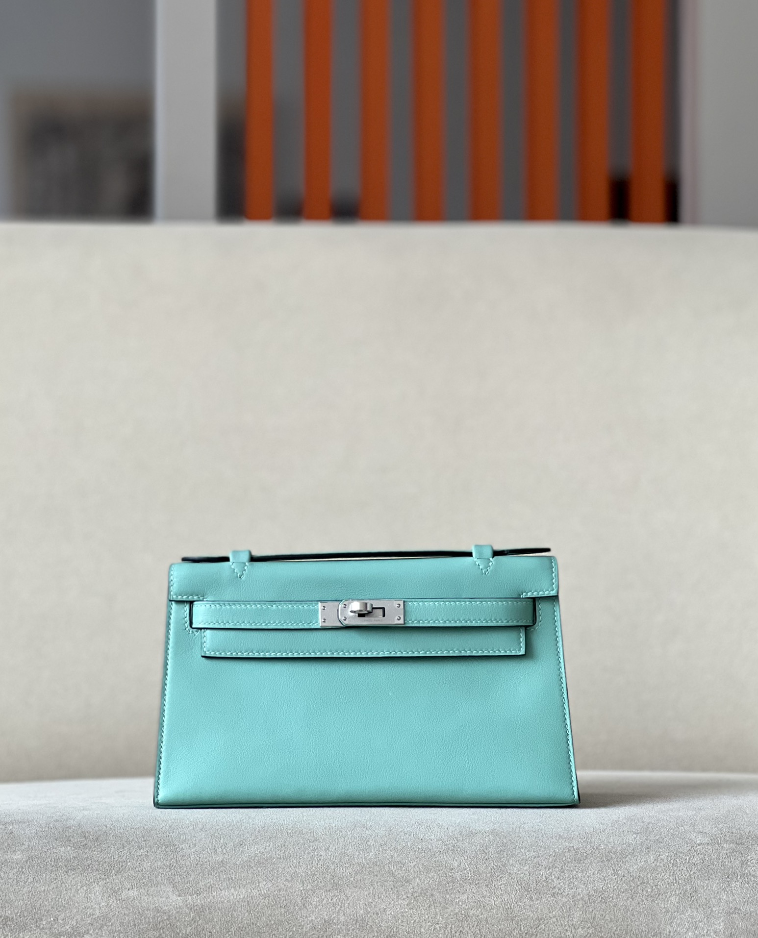 HSC-397C9031163E Kelly Pochette Swift Blue Atoll (3P) Gold Hardware - Image 1