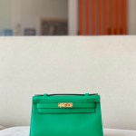Kelly Pochette Swift bambou (1K) Palladium Hardware