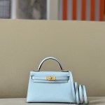 Kelly Mini Epsom Blue Brume (T0) Gold Hardware