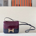 Constance 19 HSS Matte Alligator Blue Encre (M3) ,Cassis(N5) And Beige Sable(1I) Crocs Hardware