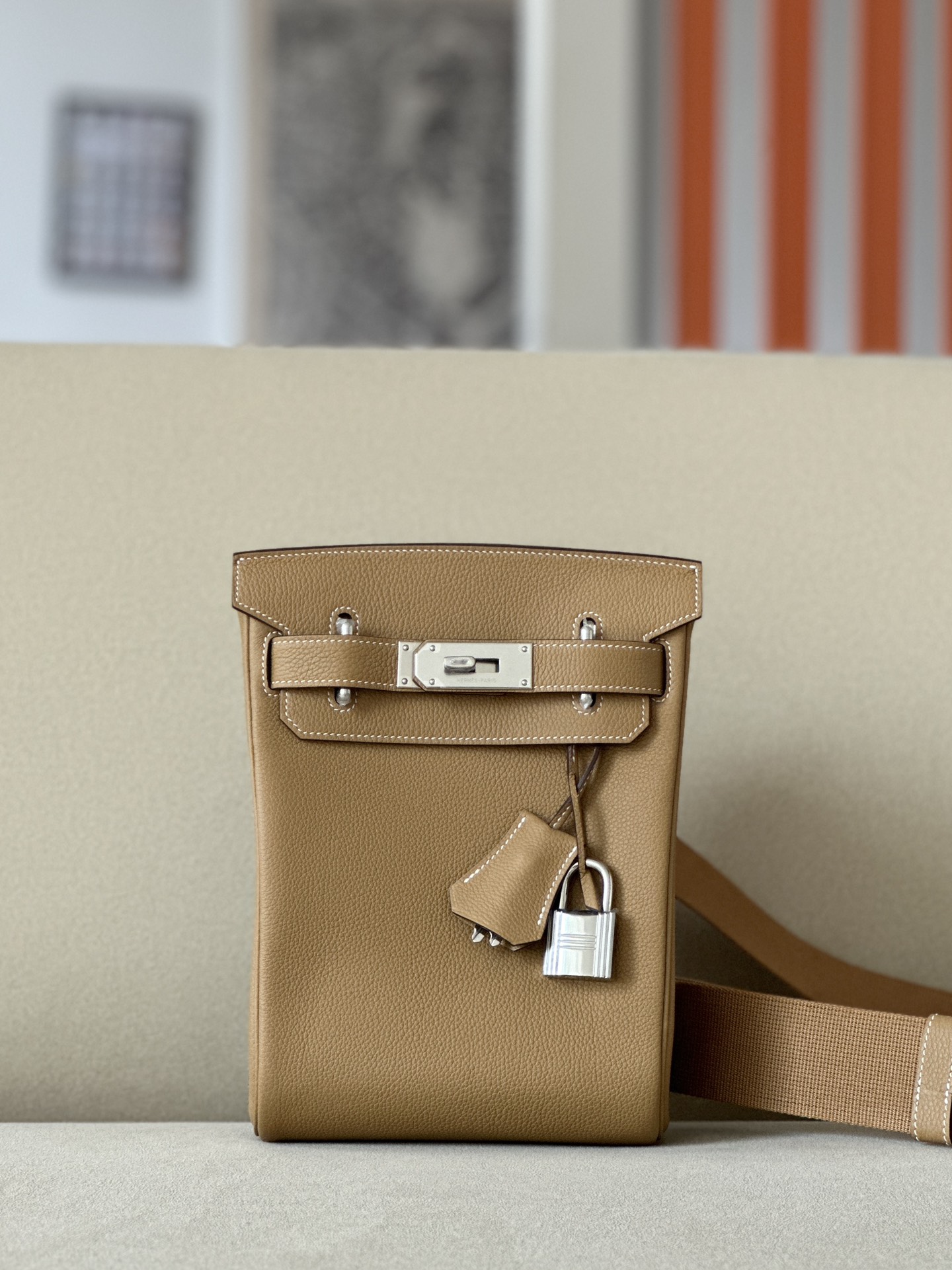 Birkin Hac a Dos PM Backpack Togo Biscuit (4B) Palladium Hardware Birkin Hac a Dos PM Backpack Togo Biscuit (4B) Palladium Hardware