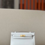 Kelly Pochette Swift Gris Perle (80) Palladium Hardware