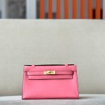 Kelly Pochette Swift Rose Lipstick  (U5) Gold Hardware