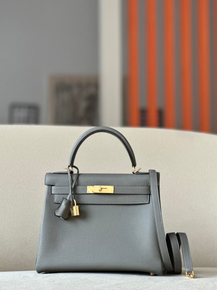 Kelly 28 Togo Gris Meye (0L) Gold Hardware