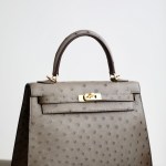 Kelly 25 Ostrich Etoupe(18) Gold Hardware