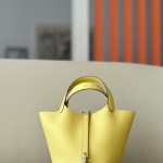 Picotin Lock 18 Clemence and Ostrich Limoncello(0Y) Palladium Hardware