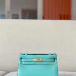 Kelly Pochette Swift Blue Atoll (3P) Gold Hardware