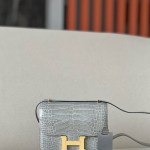 Constance 19 Shiny Alligator Gris Tourterelle (81) Gold Hardware