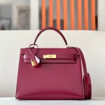 Kelly 32 Box Rouge H (55) Gold Hardware