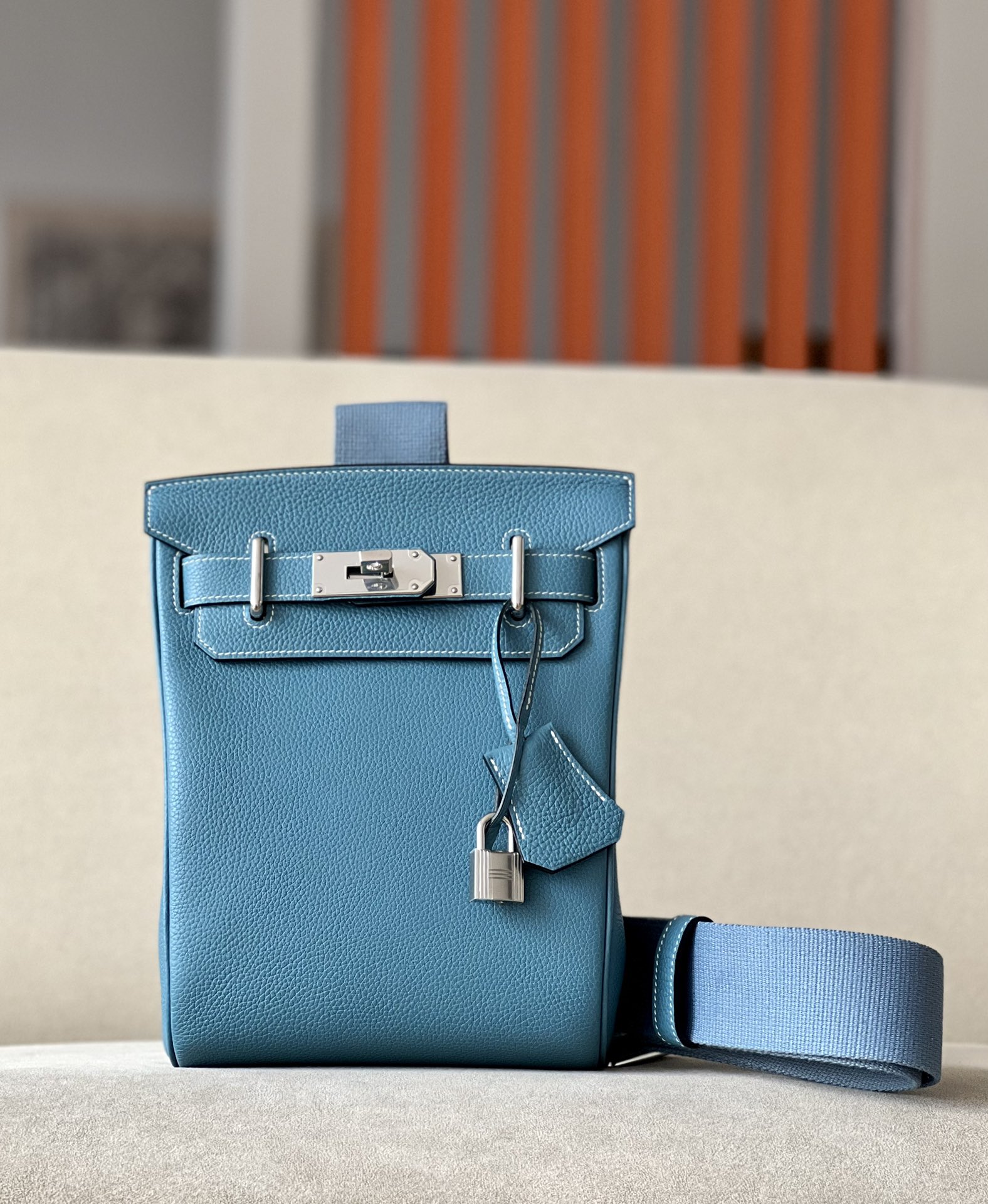 Birkin Hac a Dos PM Backpack Togo Blue Jean (75) Palladium Hardware Birkin Hac a Dos PM Backpack Togo Blue Jean (75) Palladium Hardware