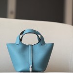 Picotin Lock 18 Clemence Blue Jean(75) Palladium Hardware