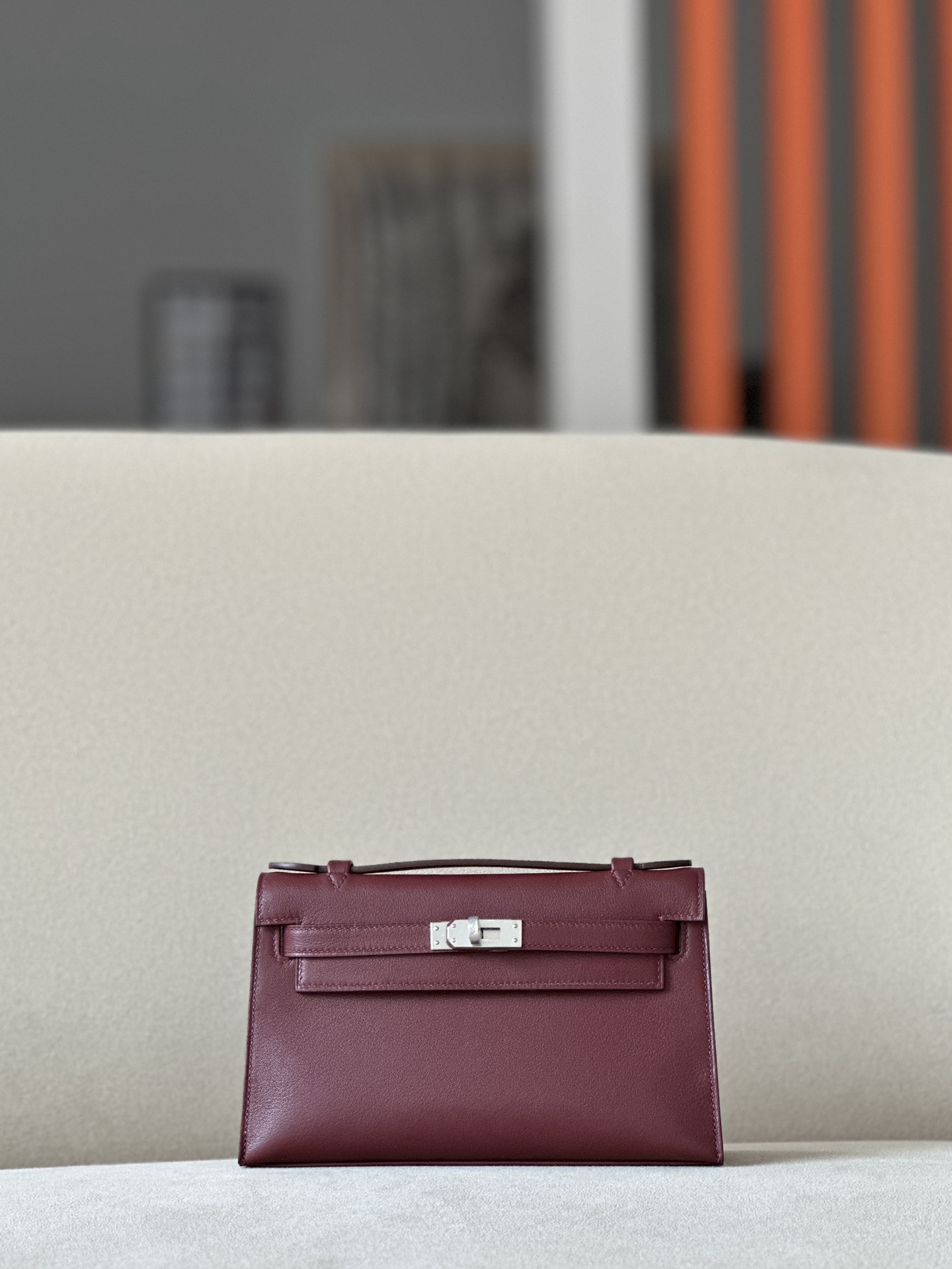 HSC-905941CBF30C Kelly Pochette Swift Rouge H (55) Palladium Hardware - Image 1