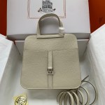 Hermes Halzan 25 Clemence Craie (10) Palladium Hardware