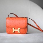 Constance 19 Ostrich Orange (93) Gold Hardware