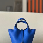 Picotin Lock 18 Clemence Blue Zellige(I7) Gold Hardware