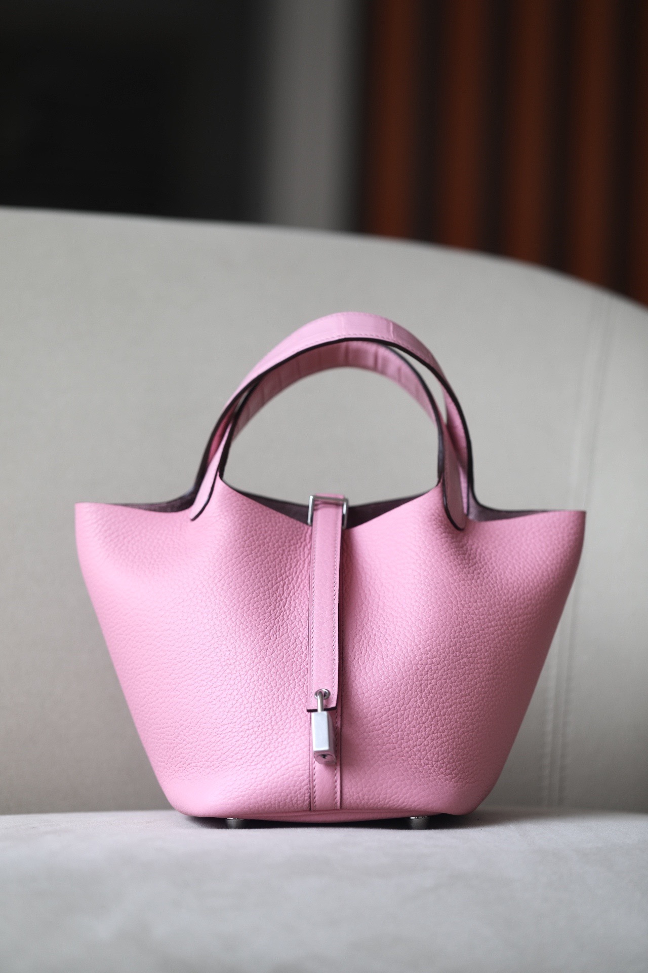 HSC-B47DFF61BF03 Picotin Lock 18 Clemence and Matt Alligator Pink(5P) Palladium Hardware - Image 1