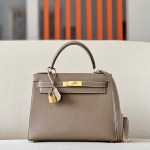 Kelly 28 Epsom Etoupe(18) Gold Hardware