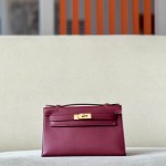 Kelly Pochette Swift Rouge H (55) Gold Hardware