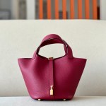 Picotin Lock 18 Clemence Rouge Grenat(K1) Gold Hardware