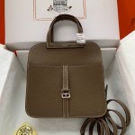 Hermes Halzan 25 Clemence Etoupe (18) Palladium Hardware