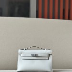 Kelly Pochette Swift Gris Perle (80) Palladium Hardware