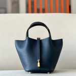 Picotin Lock 18 Clemence and Matt Alligator Bleu Nuit(2Z)Gold Hardware