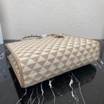 Large Prada Symbole embroidered fabric handbag - Image 4