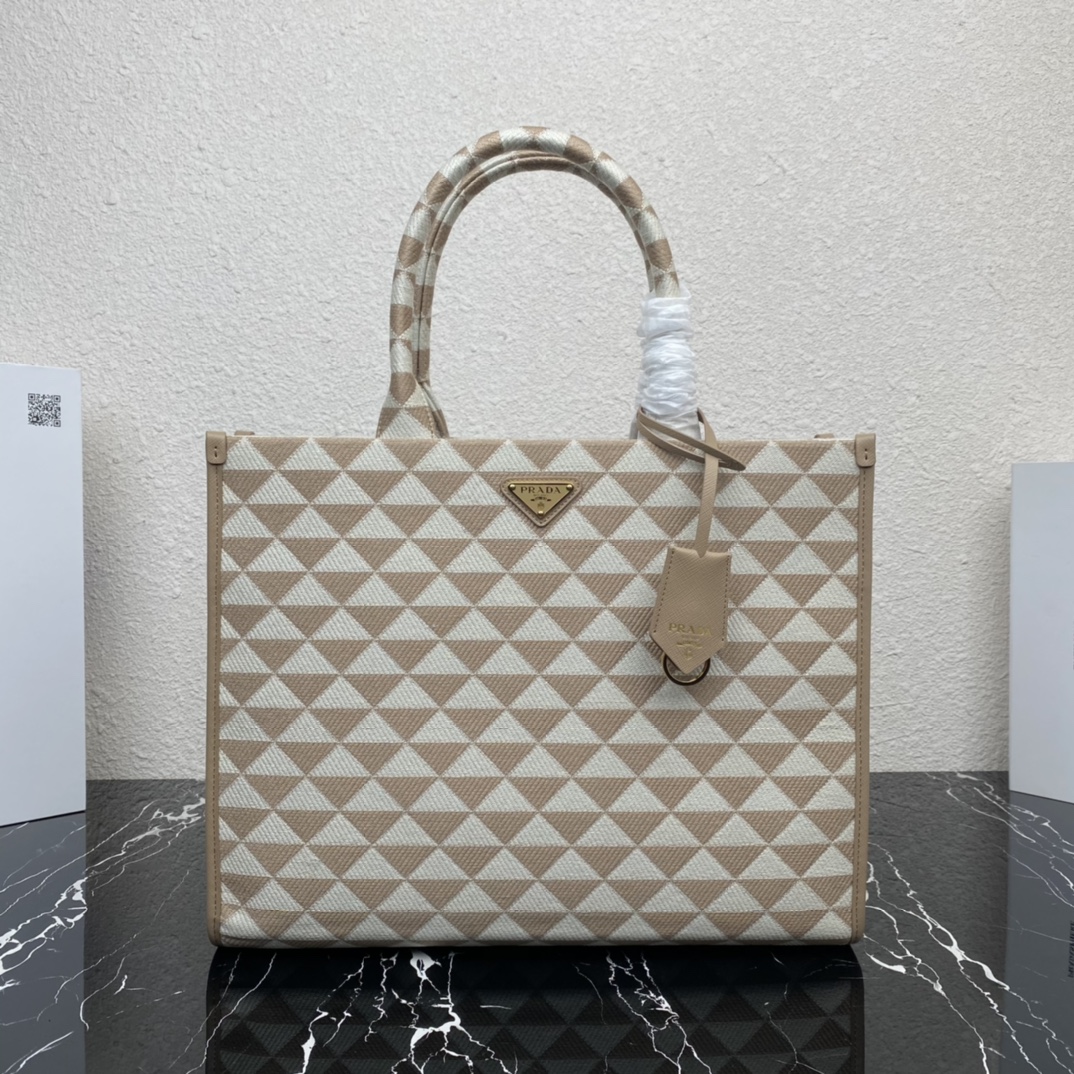 HSC-1A81AE1F2016 Large Prada Symbole embroidered fabric handbag - Image 1