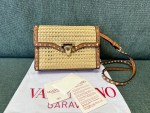 Valentino SMALL ROCKSTUD SHOULDER BAG IN WOVEN RAFFIA