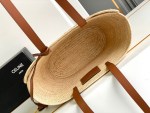 CELINE CELINE CLASSIC PANIER SMALL BRAIDED TRIOMPHE IN RAFFIA AND CALFSKIN TAN - Image 8