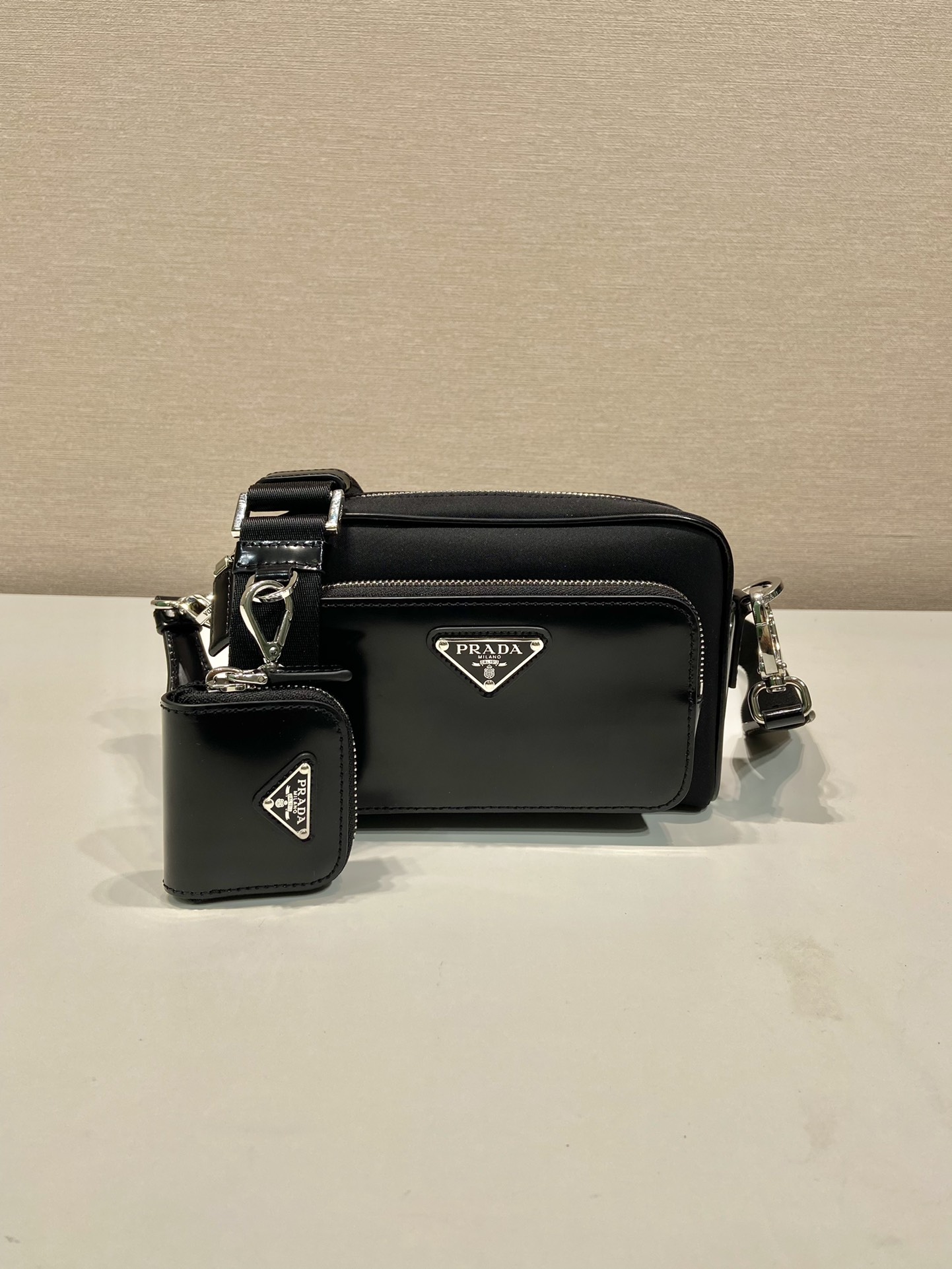 HSC-355F45C7C30B Prada Re-Nylon and Saffiano leather shoulder bag - Image 1