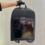 Prada Black Re-nylon And Leather Backpack