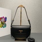 Prada Arqué Leather shoulder bag moon bag