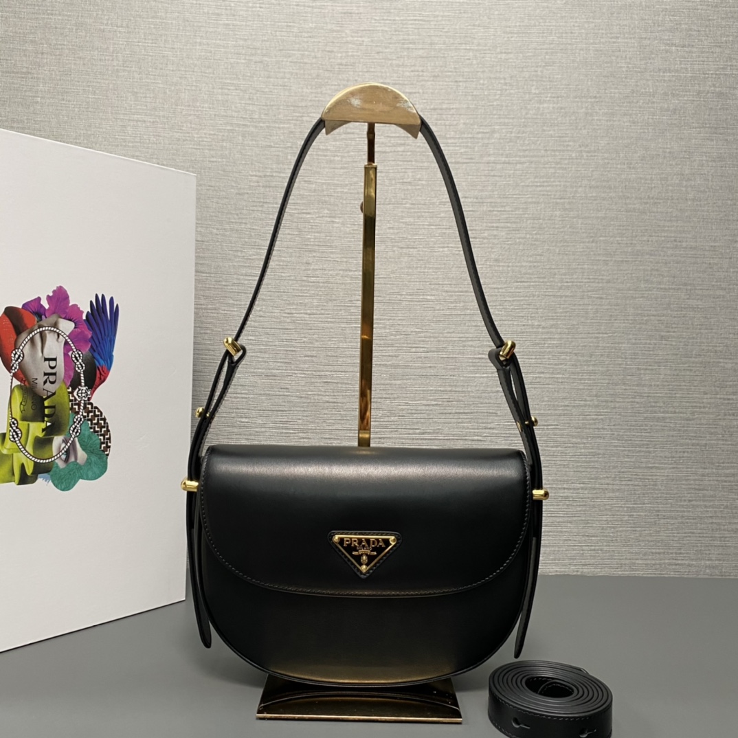HSC-5A20EECEF426 Prada Arqué Leather shoulder bag moon bag - Image 1