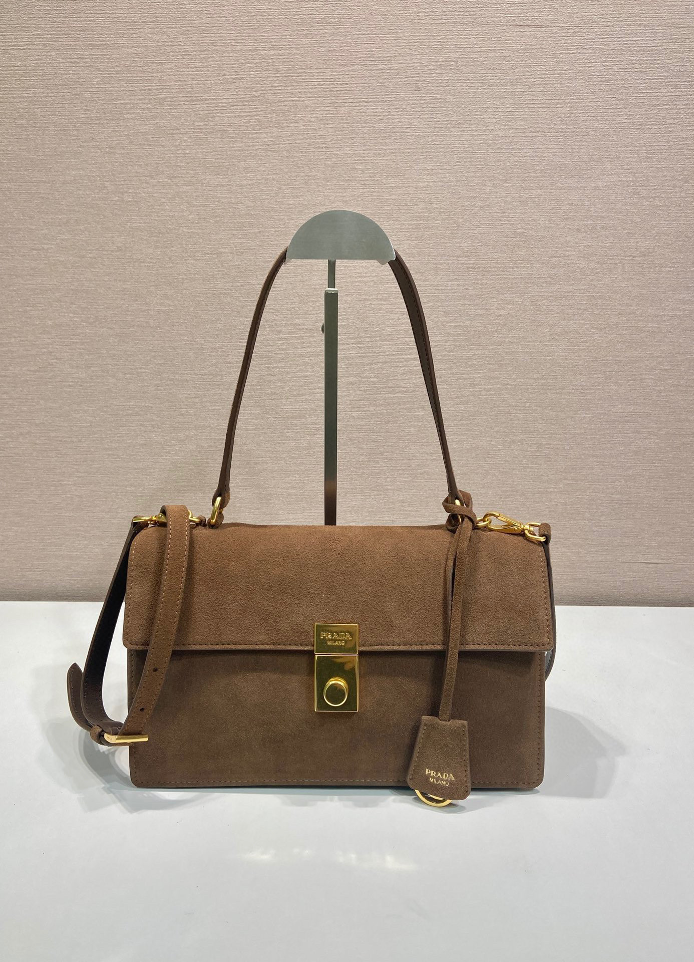 HSC-628F4526B2EA Prada Soft Sound medium suede shoulder bag - Image 1