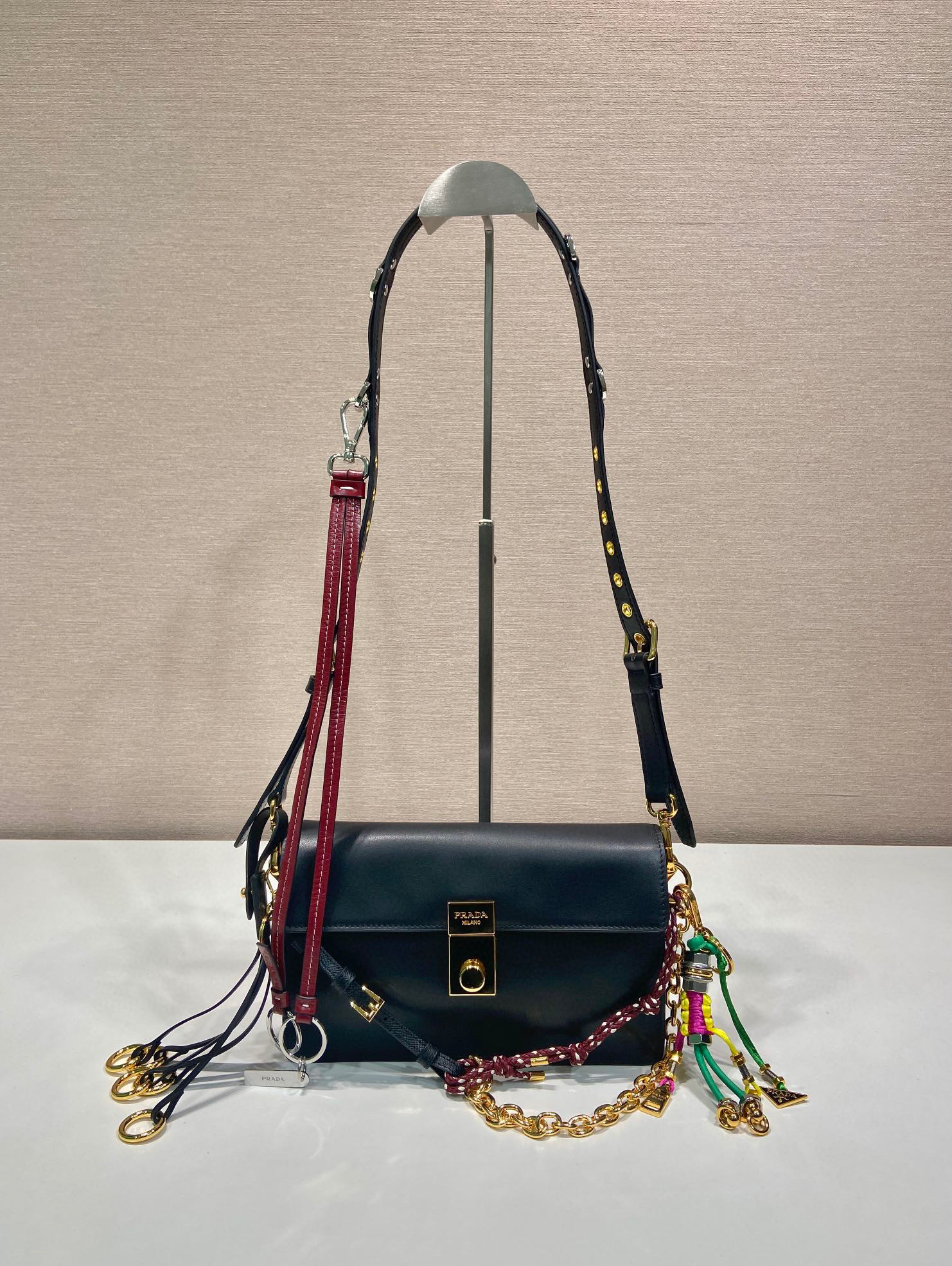HSC-65BF801A138B Prada Soft Sound small leather shoulder bag with charms - Image 1