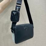 Prada Black Re-nylon And Saffiano Camera Bag