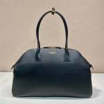 Large leather tote bag with zipper closure