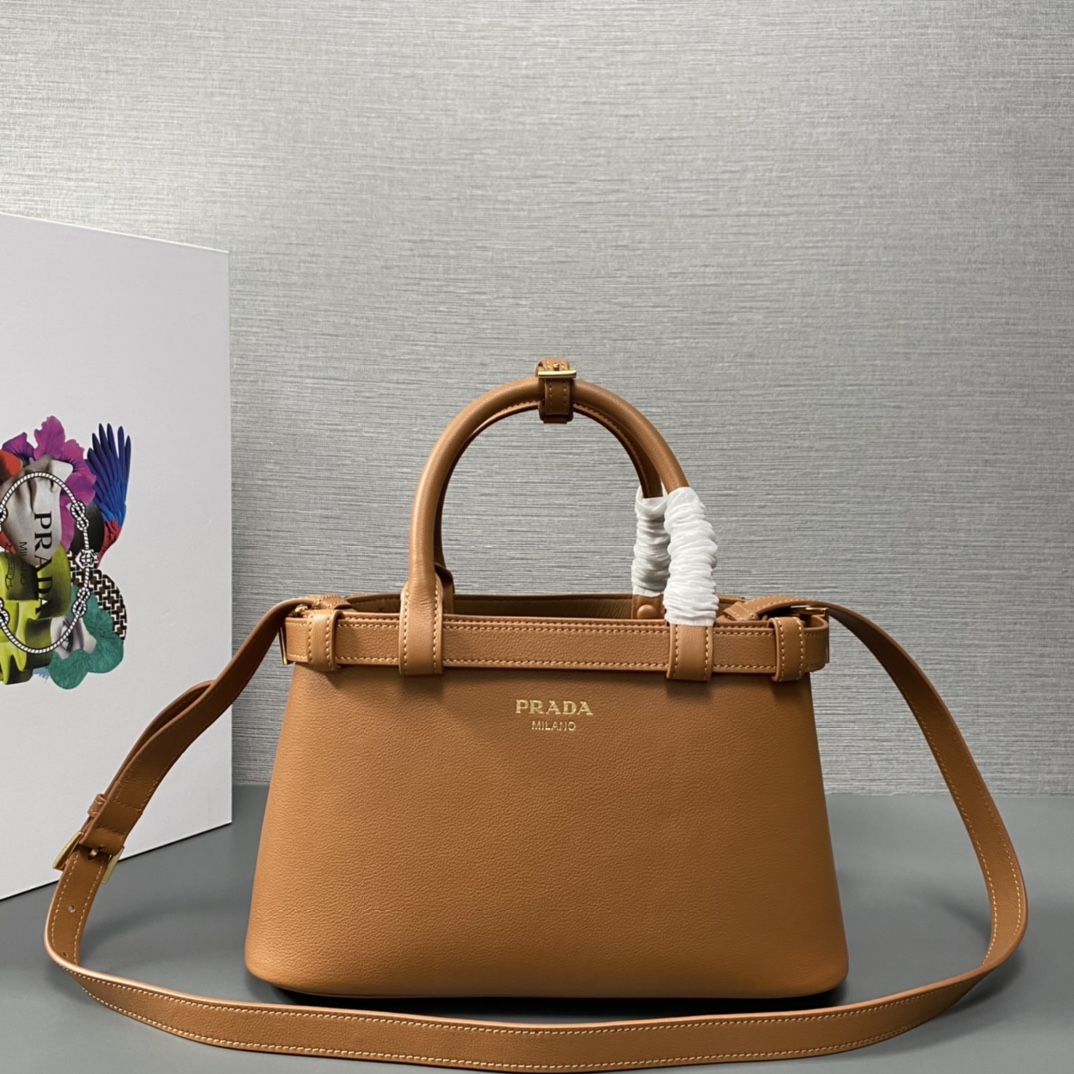HSC-9F252F6E2899 Prada Buckle small leather handbag with double belt - Image 1