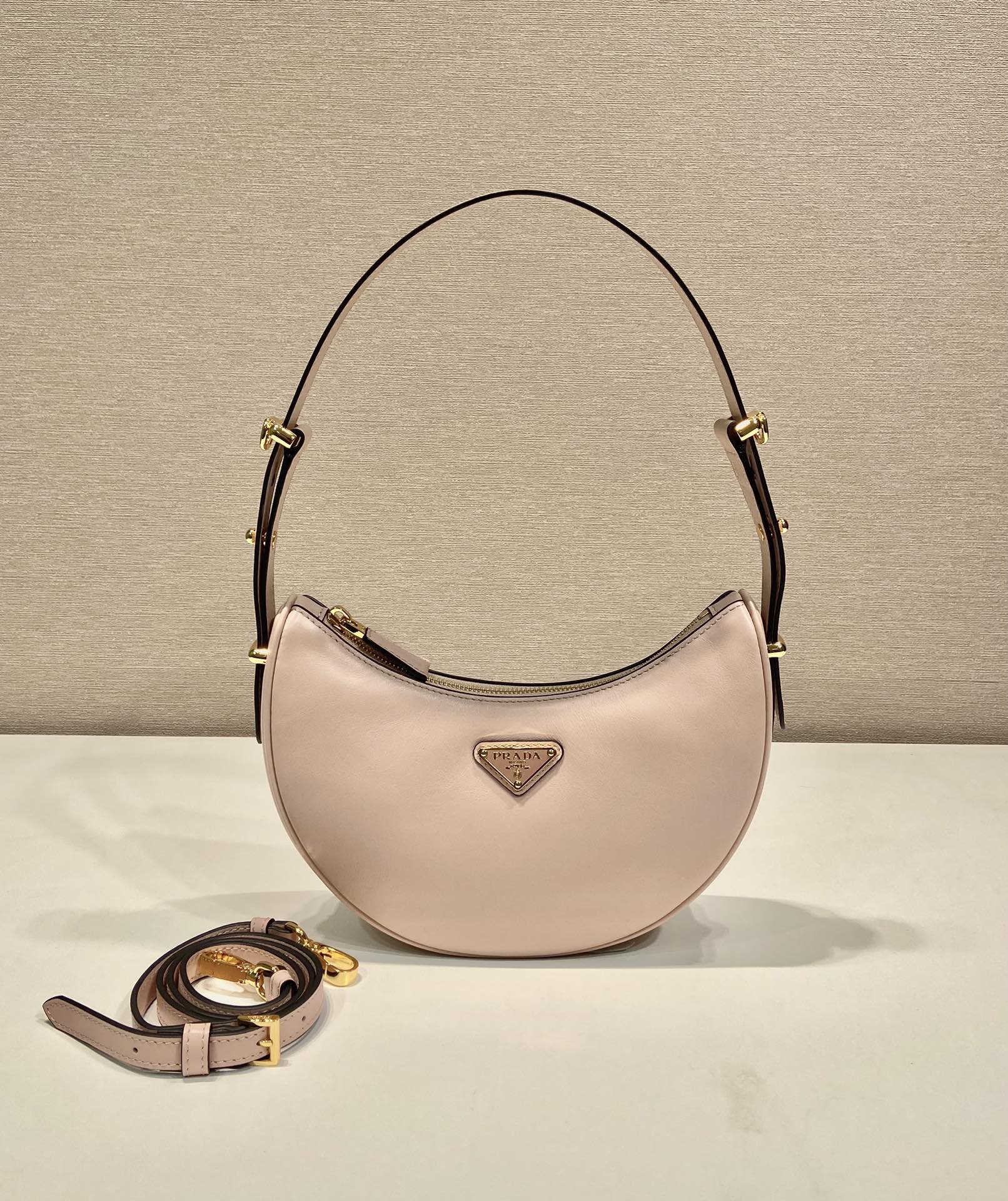 HSC-9F7D8BF93E6F Prada Arqué Leather Shoulder Bag - Image 1