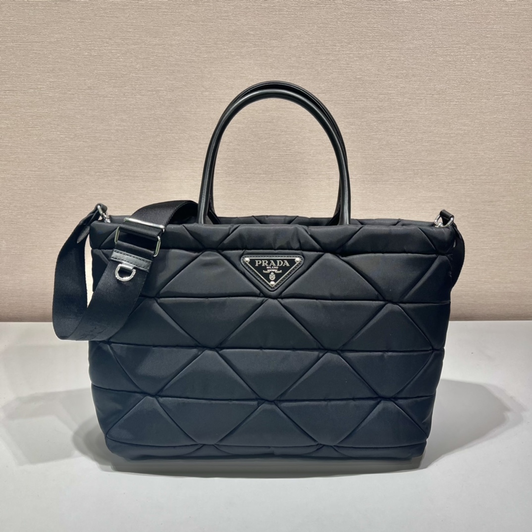 HSC-AEEB482AF014 Prada Black Re-nylon Medium Padded Tote - Image 1